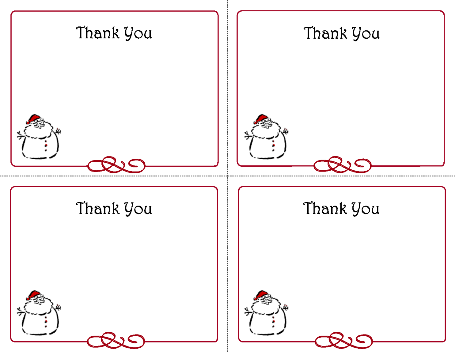 Christmas Thank You Cards -  Free PDF Printables  Printablee