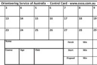 Orienteering Control Card Template For Precision Navigation And Timing