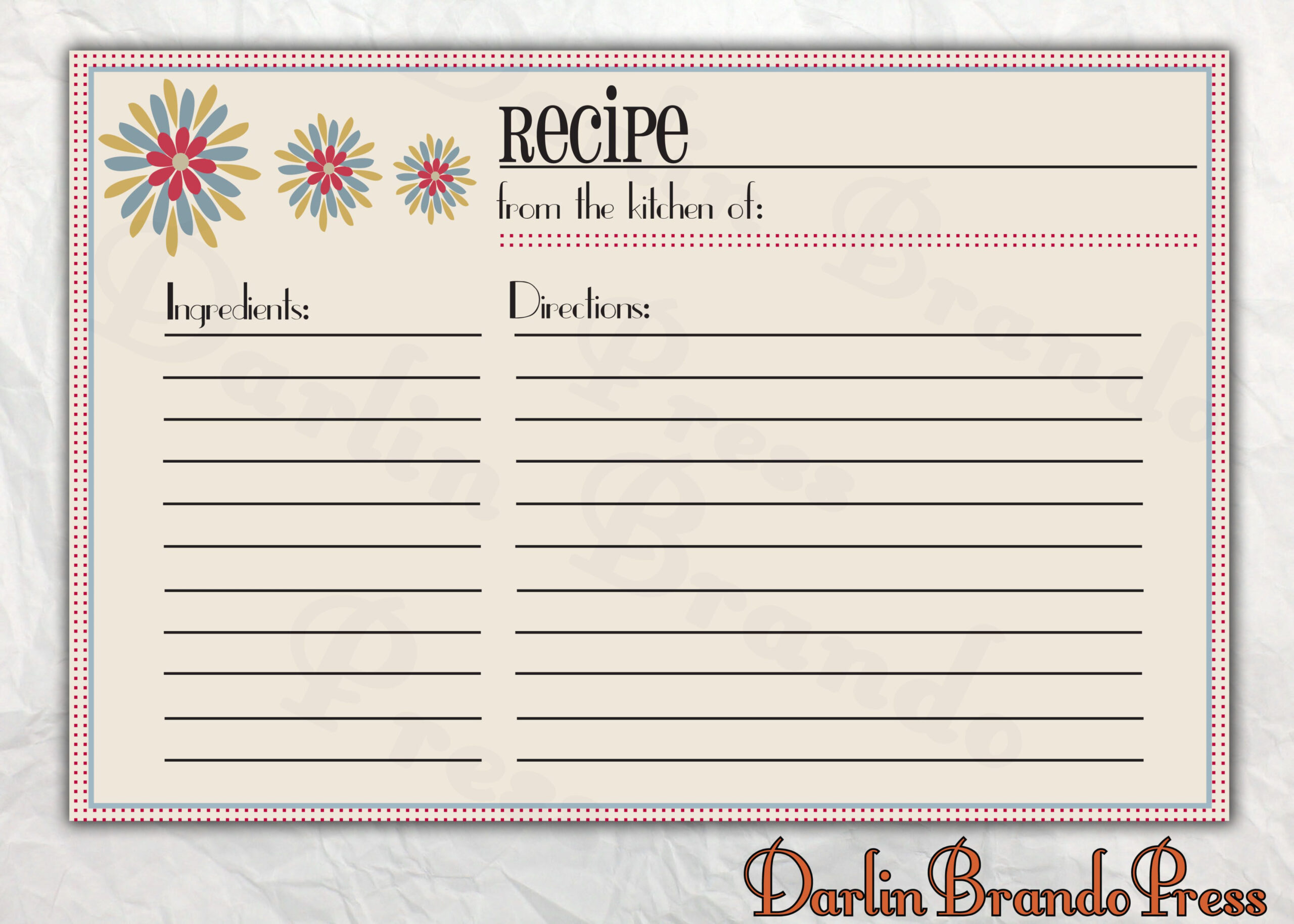 Customizable Christmas Recipe Card Template -  Free PDF