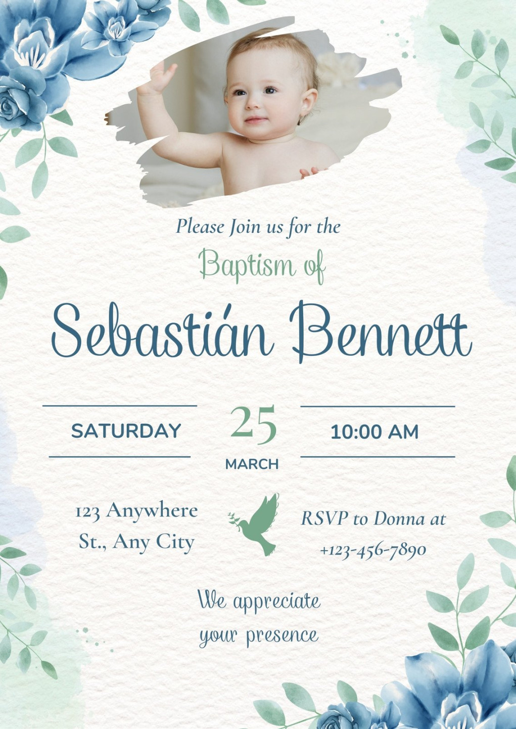 Free and customizable christening templates