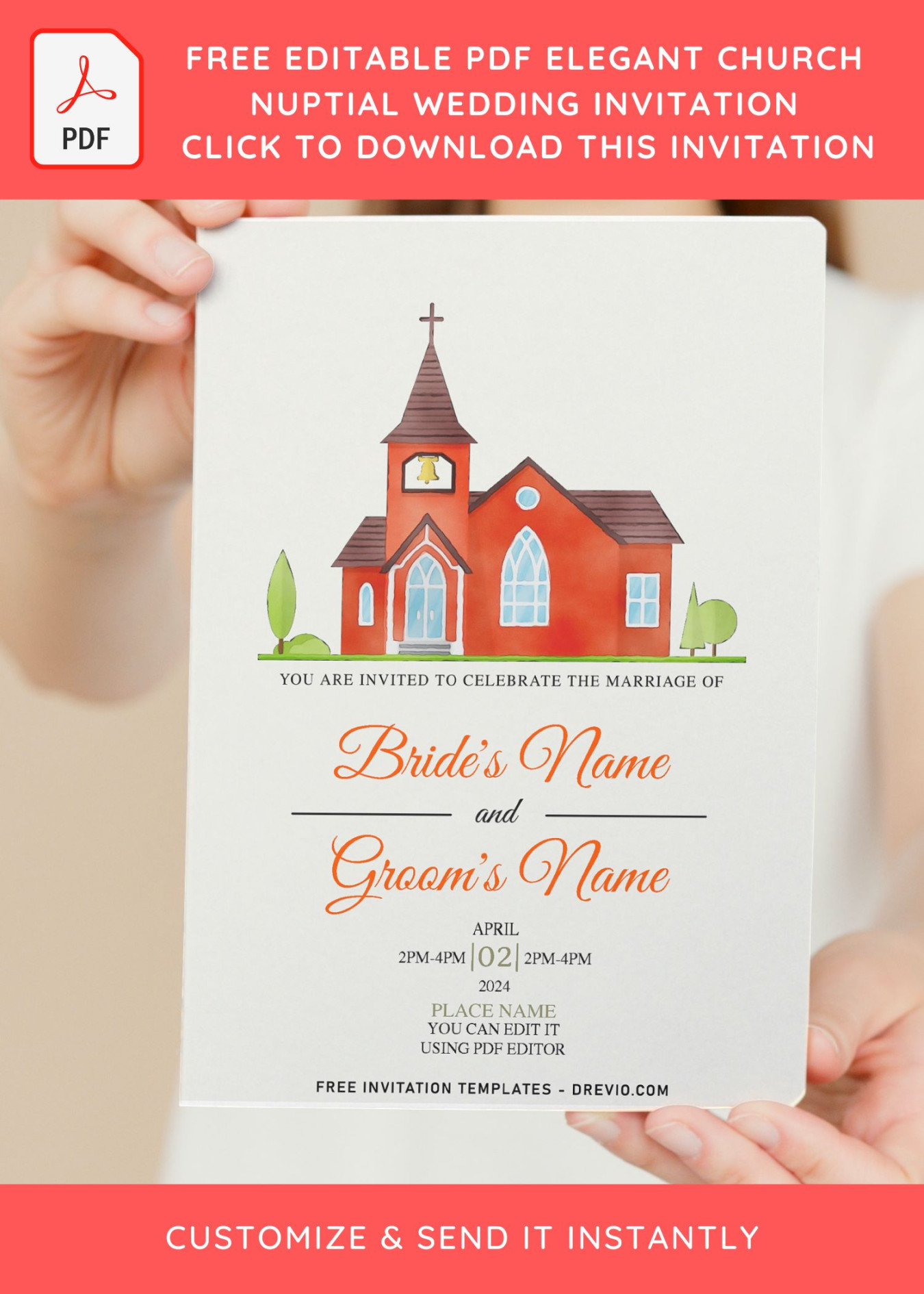 Free Editable PDF) Beautiful Church Wedding Invitation Templates