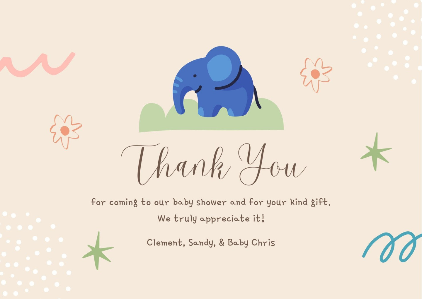 Free printable baby shower thank you card templates  Canva