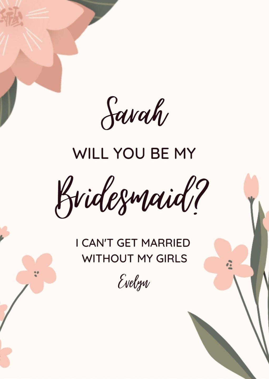 Free printable Be My Bridesmaid invitation templates  Canva