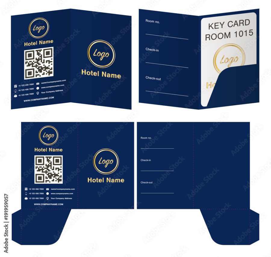 hotel key card holder folder package template Stock-Vektorgrafik