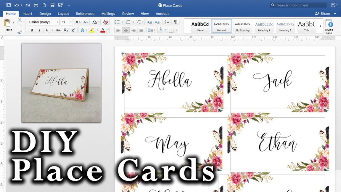 How to make DIY Place Cards with mail merge in MS Word and Adobe Illustrator