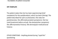 Template For Documenting A Patient’s History Of Present Illness