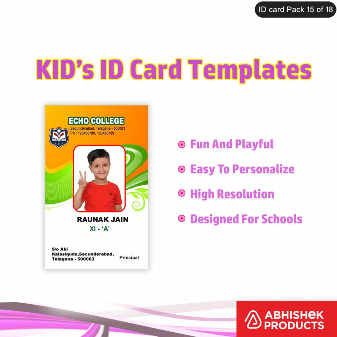 / KIDs ID Card Design Template Files –  PSD PhotoShop