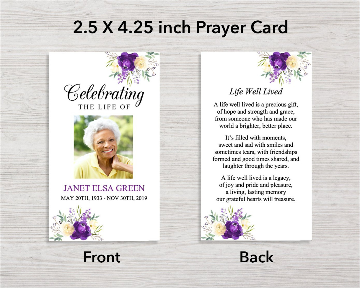 Page Purple Bloom Funeral Program + Welcome Sign & Prayer Card