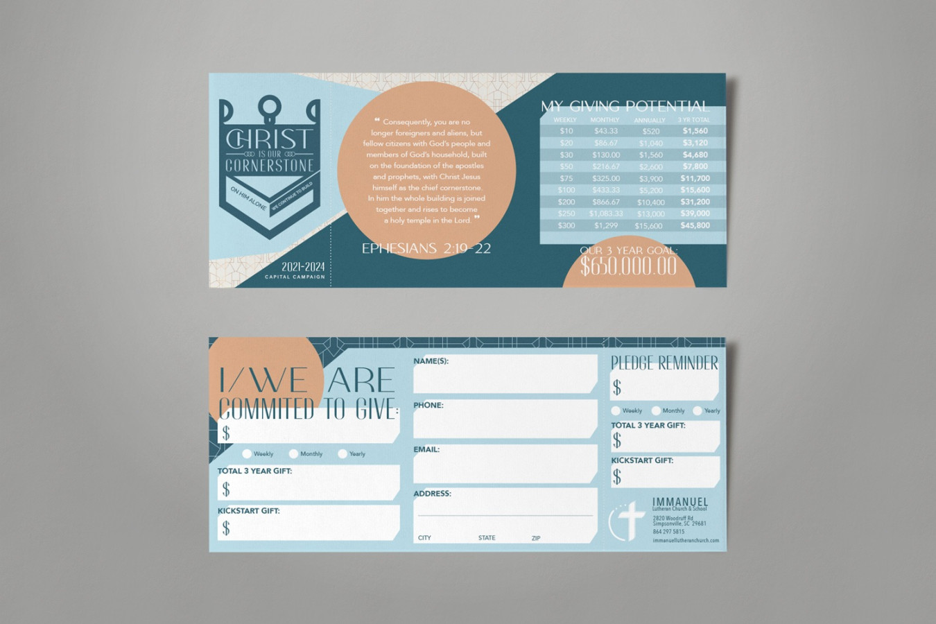 Pledge Cards & Commitment Cards  Church Campaign Design