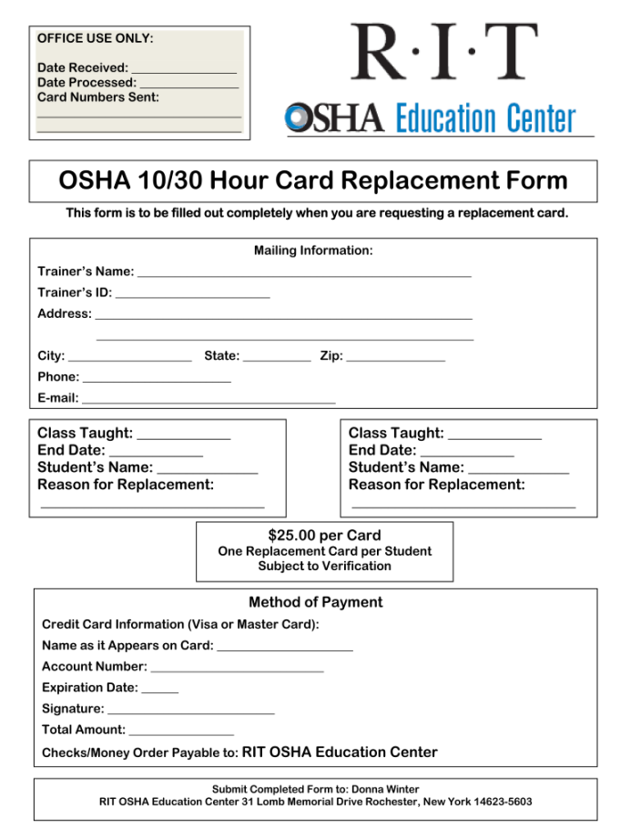 Printable Osha  Card Template - Fill Online, Printable, Fillable