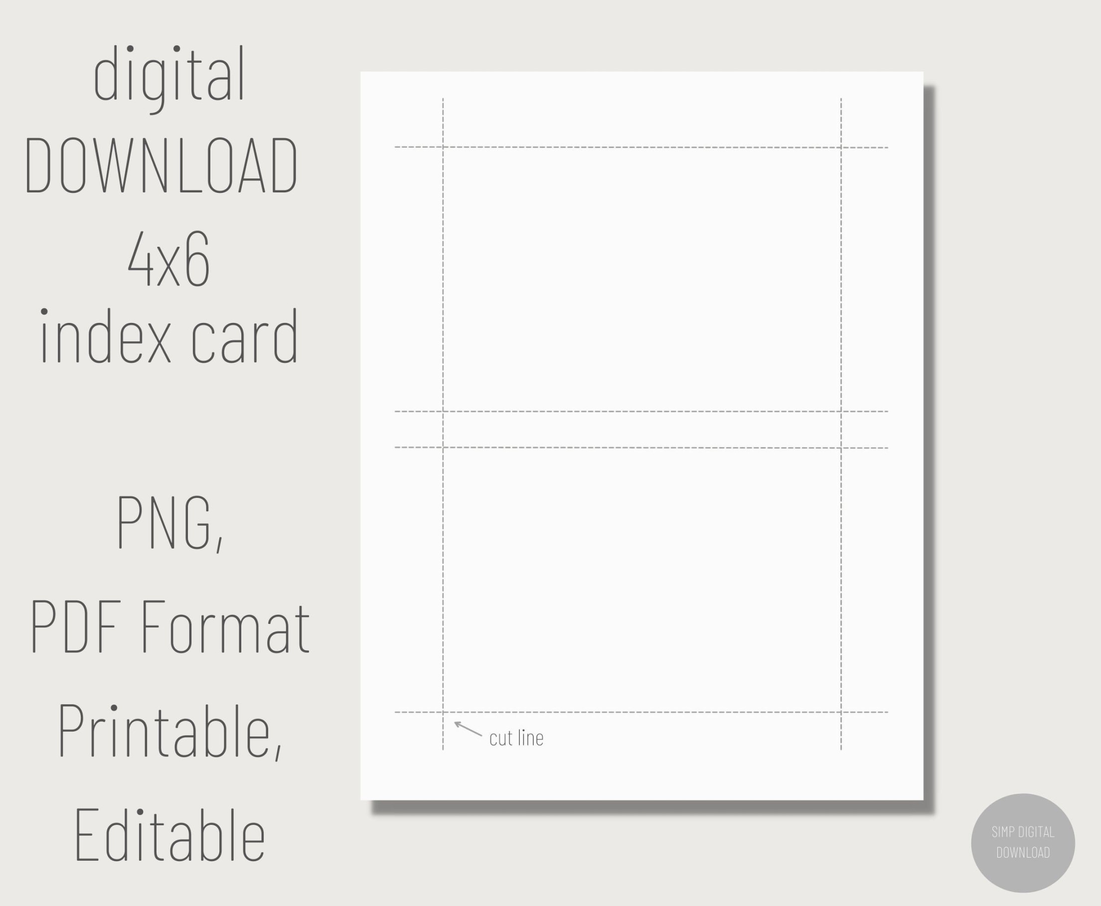 Printable x Index Card. Digital Index Card