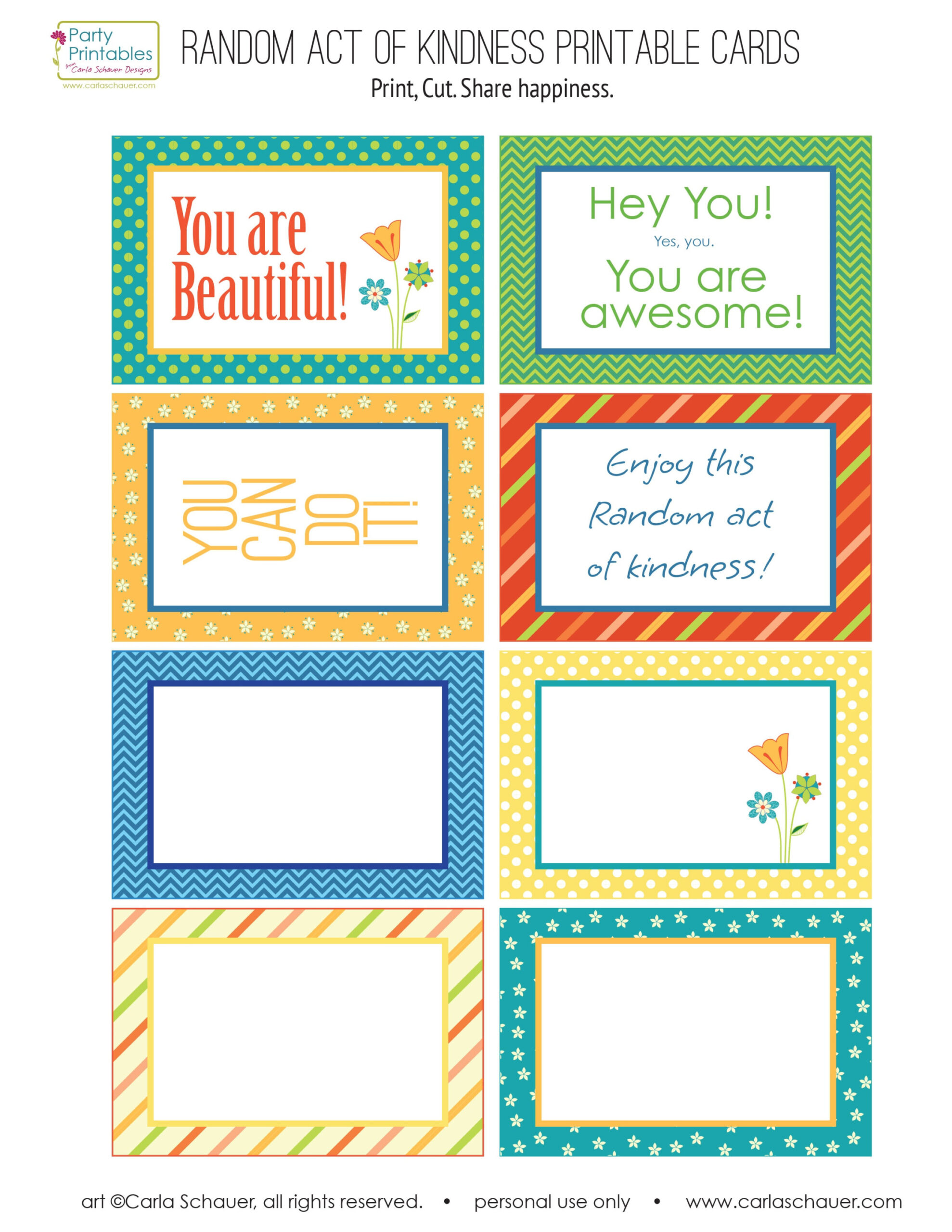 Random Act of Kindness Free Printables - Carla Schauer Designs