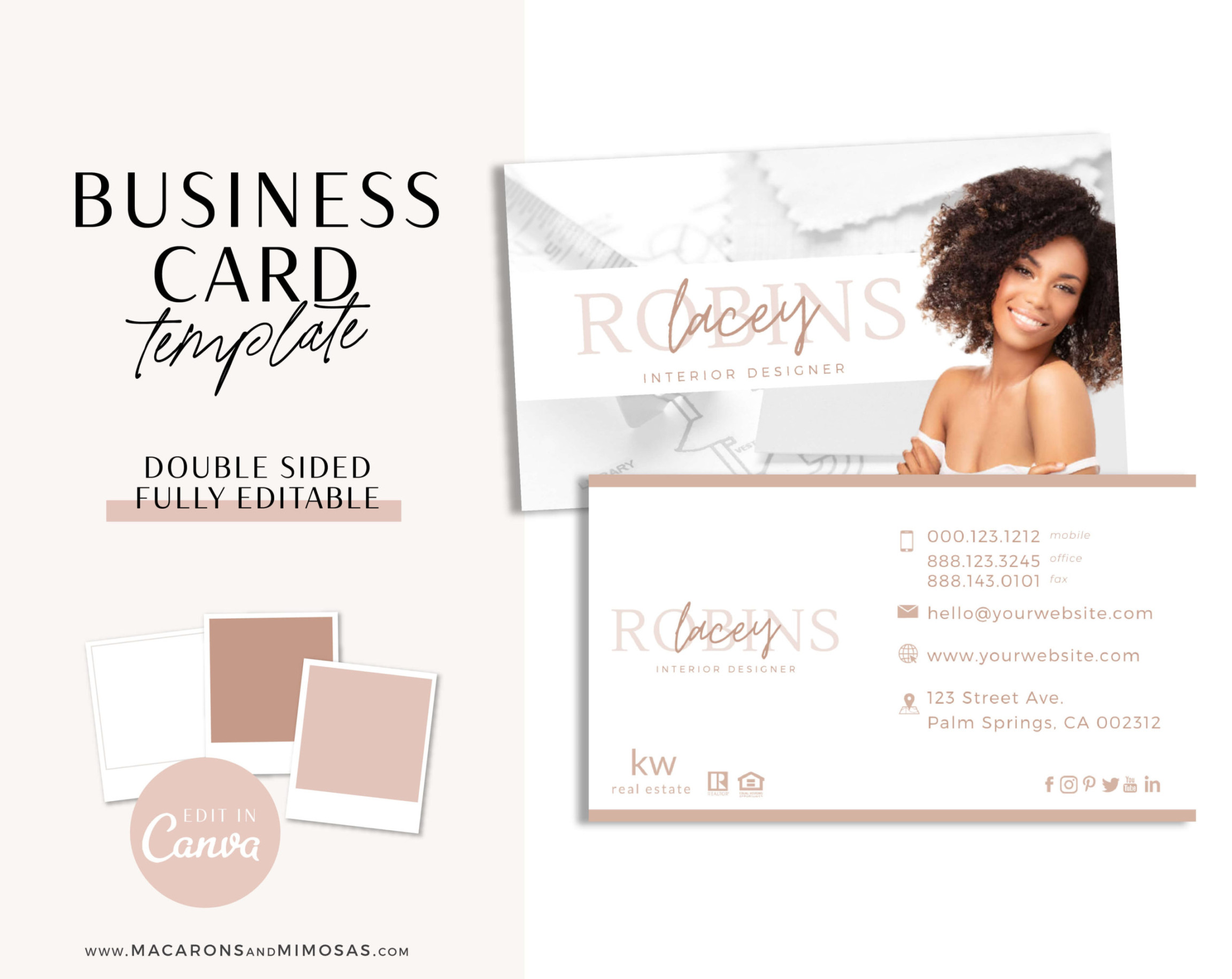 Realtor Business Cards • Macarons and Mimosas