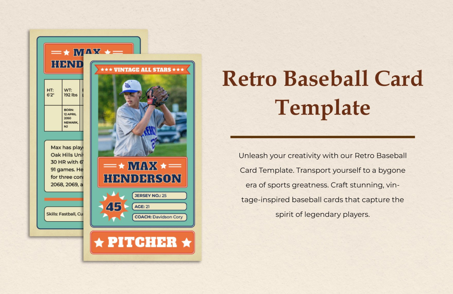 Retro Baseball Card Template in Word, PSD, Illustrator - Download