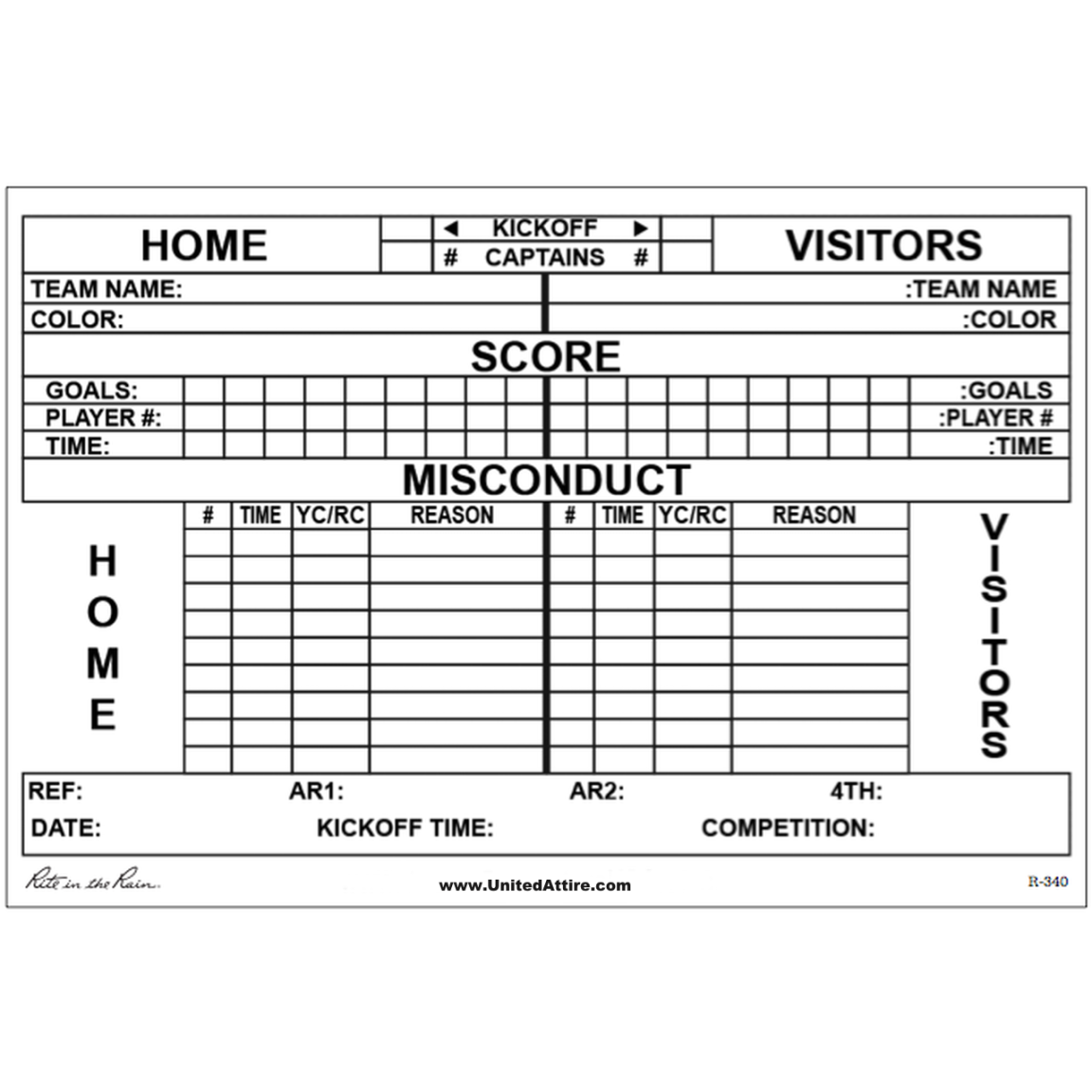 Rite In The Rain" Score Sheets