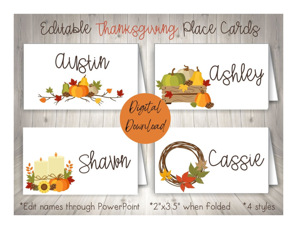 Thanksgiving Place Cards, Thanksgiving Food Labels, Printable Fall