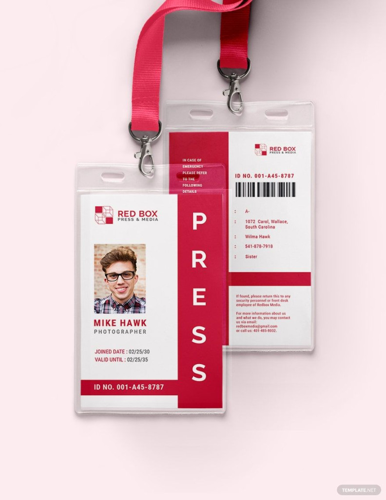 Vertical Press ID Card Template in Illustrator, Publisher, PSD