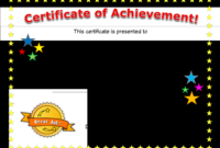 Certificate Of Achievement For Exceptional Young Learners