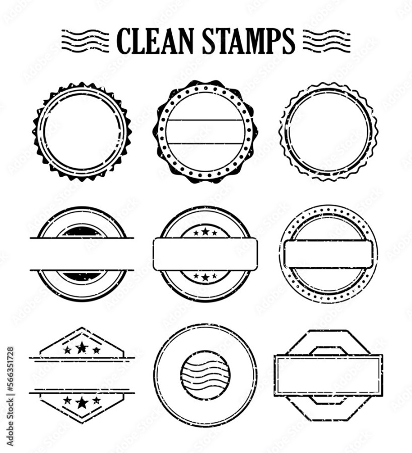 Blank stamp set, ink rubber seal texture effect