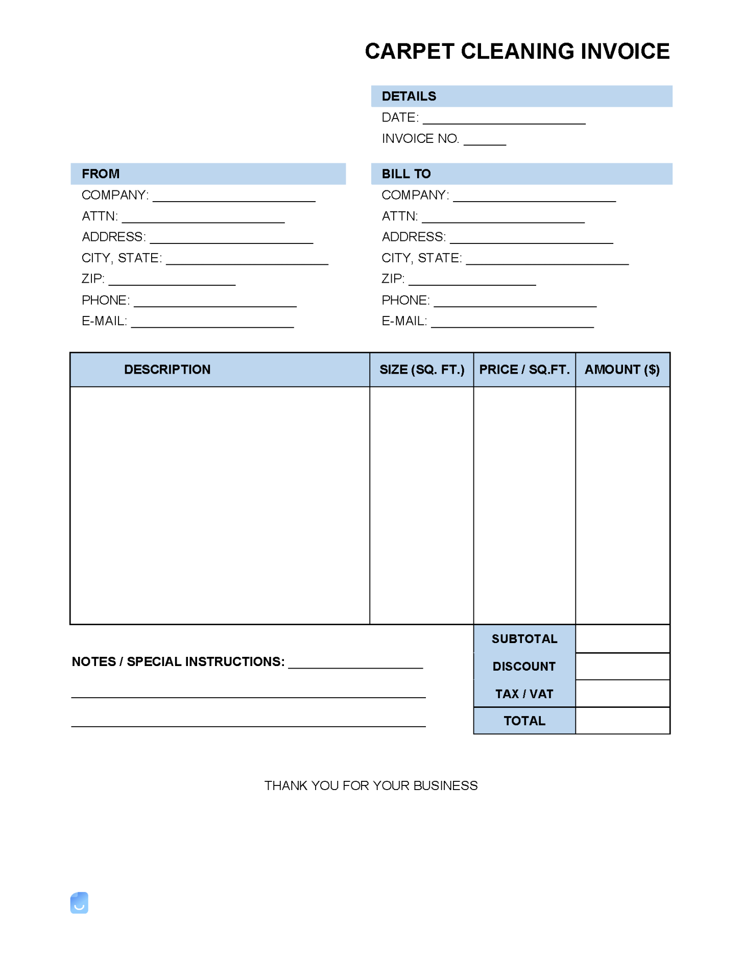 Carpet Cleaning Invoice Template  Invoice Maker