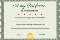 Certificate Of Achievement: Army Template