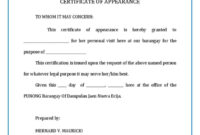 Certificate Of Appearance Template