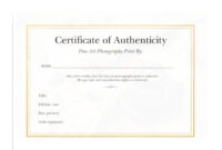 Certificate Of Authenticity Photography Template