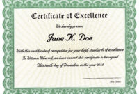 Award Of Excellence Certificate Template: A Formal Recognition Of Exceptional Achievement