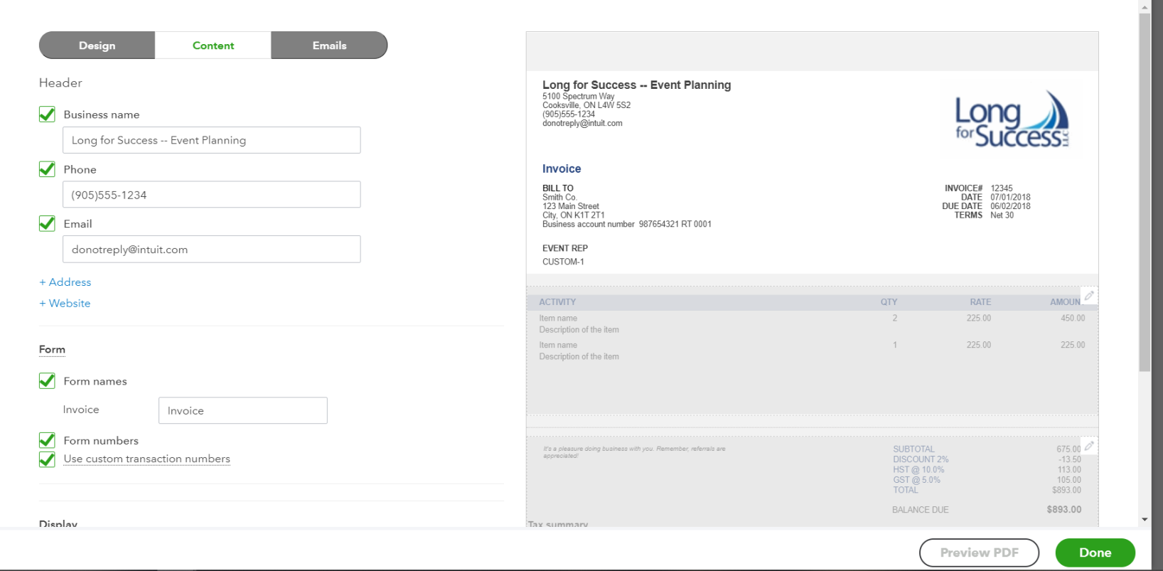 Customizing your QuickBooks Online invoice templates  My Cloud