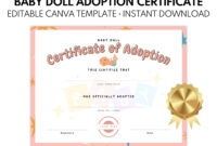 Toy Adoption Certificate Template