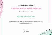 Choir Certificate Template: A Formal Recognition Of Musical Achievement