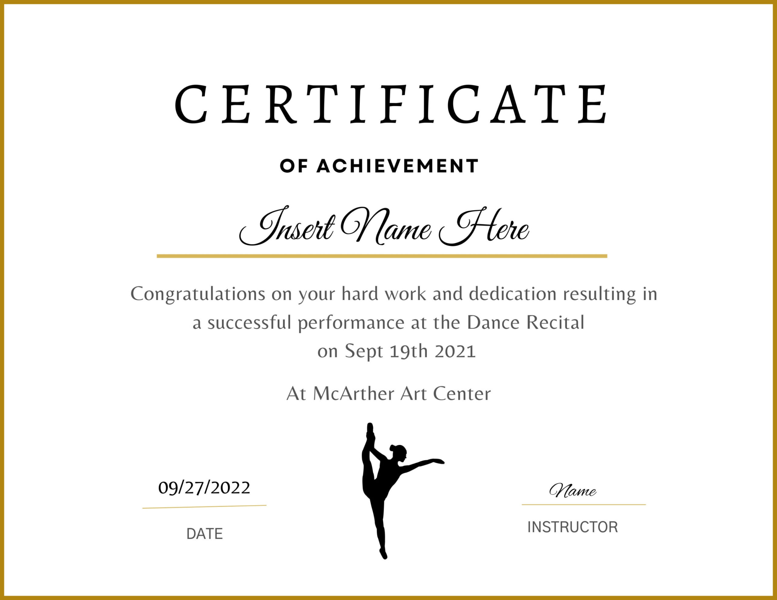 EDITABLE Dancer Certificate INSTANT DOWNLOAD, Dancing Award