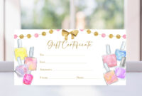 Nail Gift Certificate Template: A Complimentary Voucher For Manicures And Pedicures