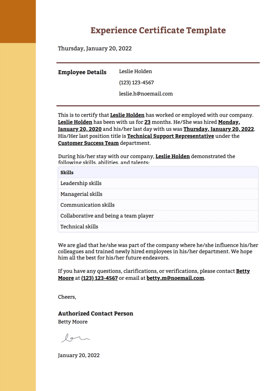 Experience Certificate Template - PDF Templates  Jotform