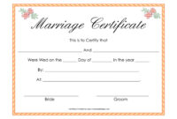 Blank Marriage Certificate Template