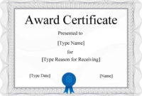 Formal Award Certificate Templates For Microsoft Word 2007