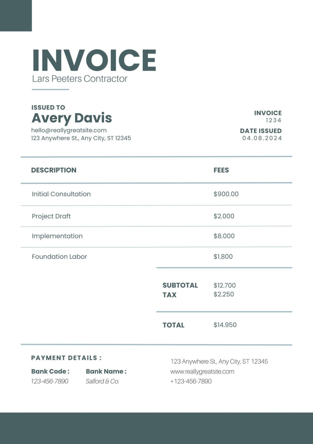 Free contractor invoice templates to edit and print  Canva