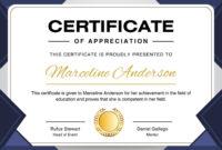 Certificate Of Appreciation Template Document