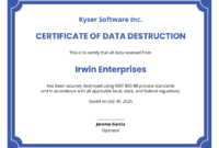 Certificate Of Destruction Template