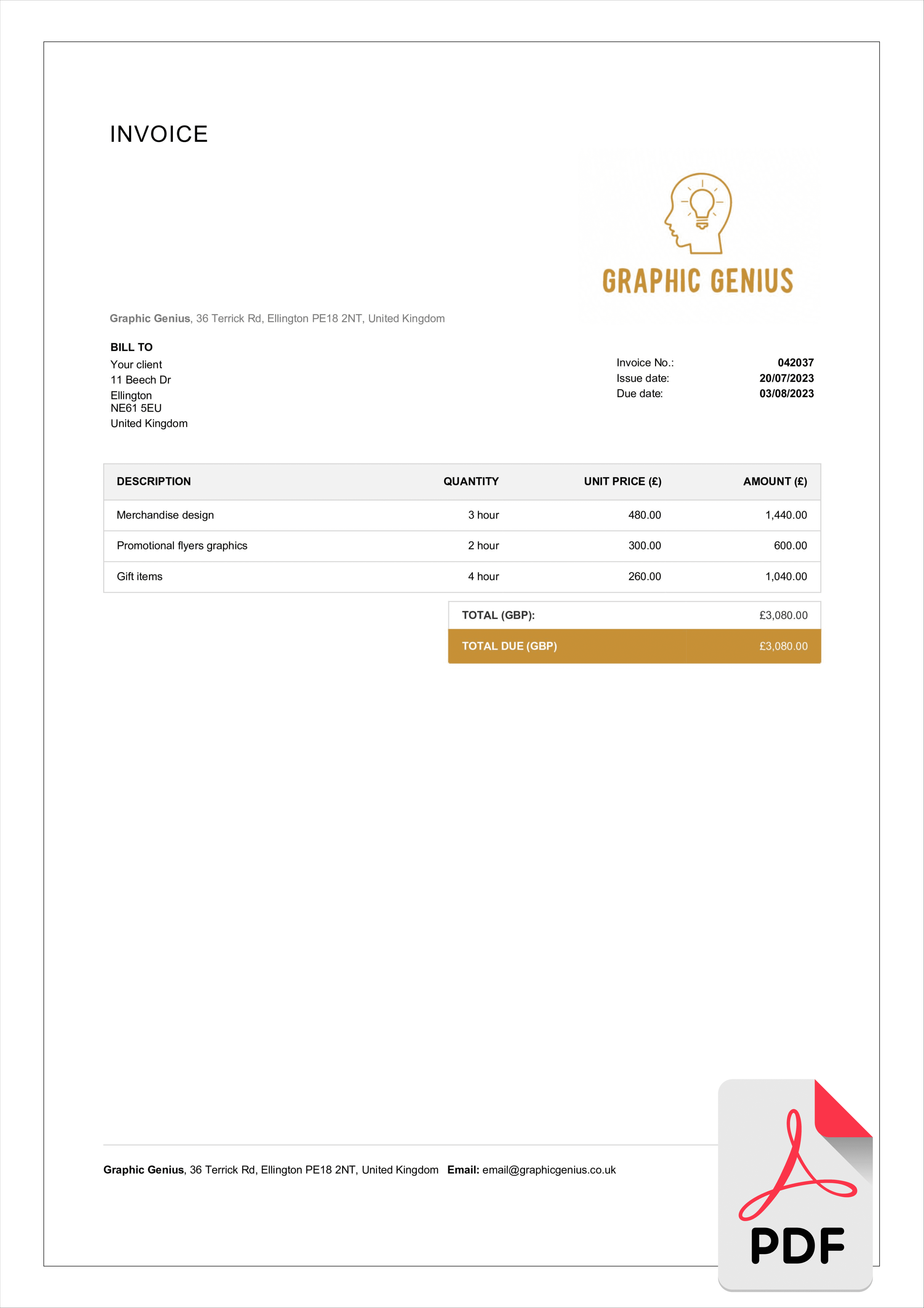 Free Graphic Design Invoice Templates in PDF  Billdu