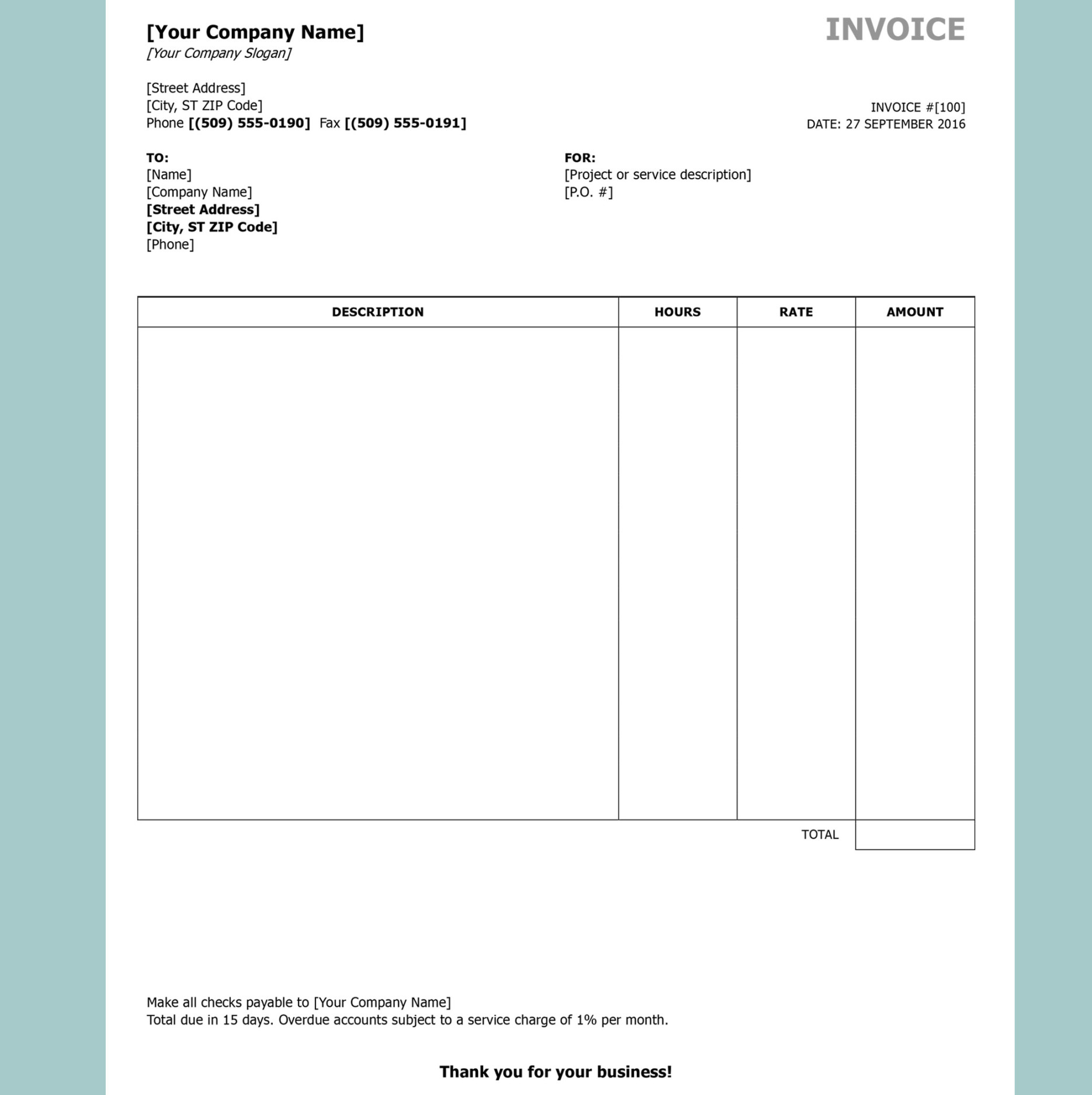 Free Invoice Templates by InvoiceBerry - The Grid System