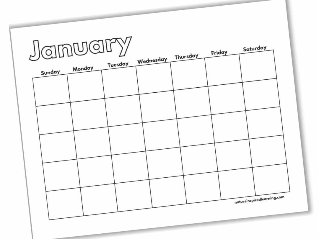 Free Printable Blank Calendars - Nature Inspired Learning