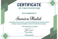 Certificate Of Participation In Workshop