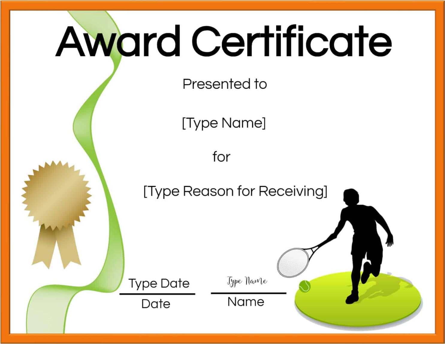 Free Tennis Certificates  Edit Online and Print at Home