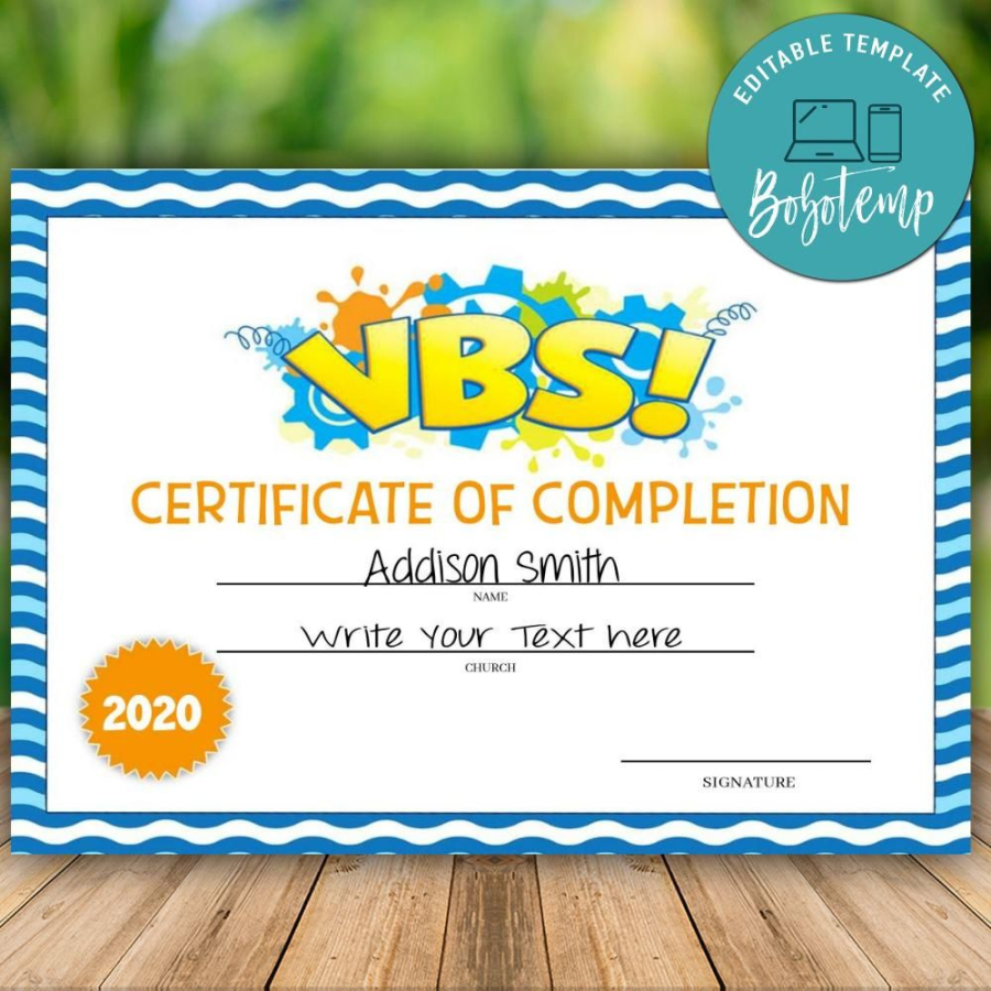 Free Vbs Certificate Template – + Professional Template Ideas