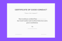 Good Conduct Certificate Template