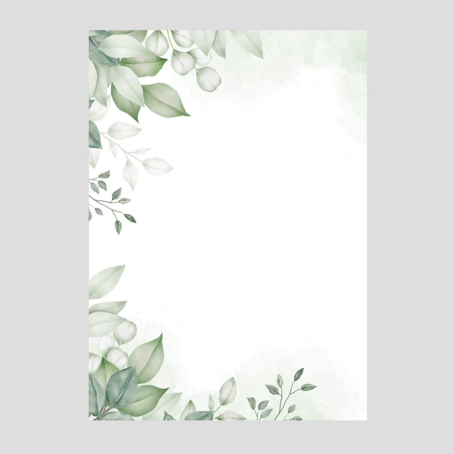 Greenery Floral Wedding Invitation Template  Vector Art at