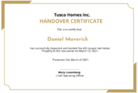 Handover Certificate Template For Formal Projects