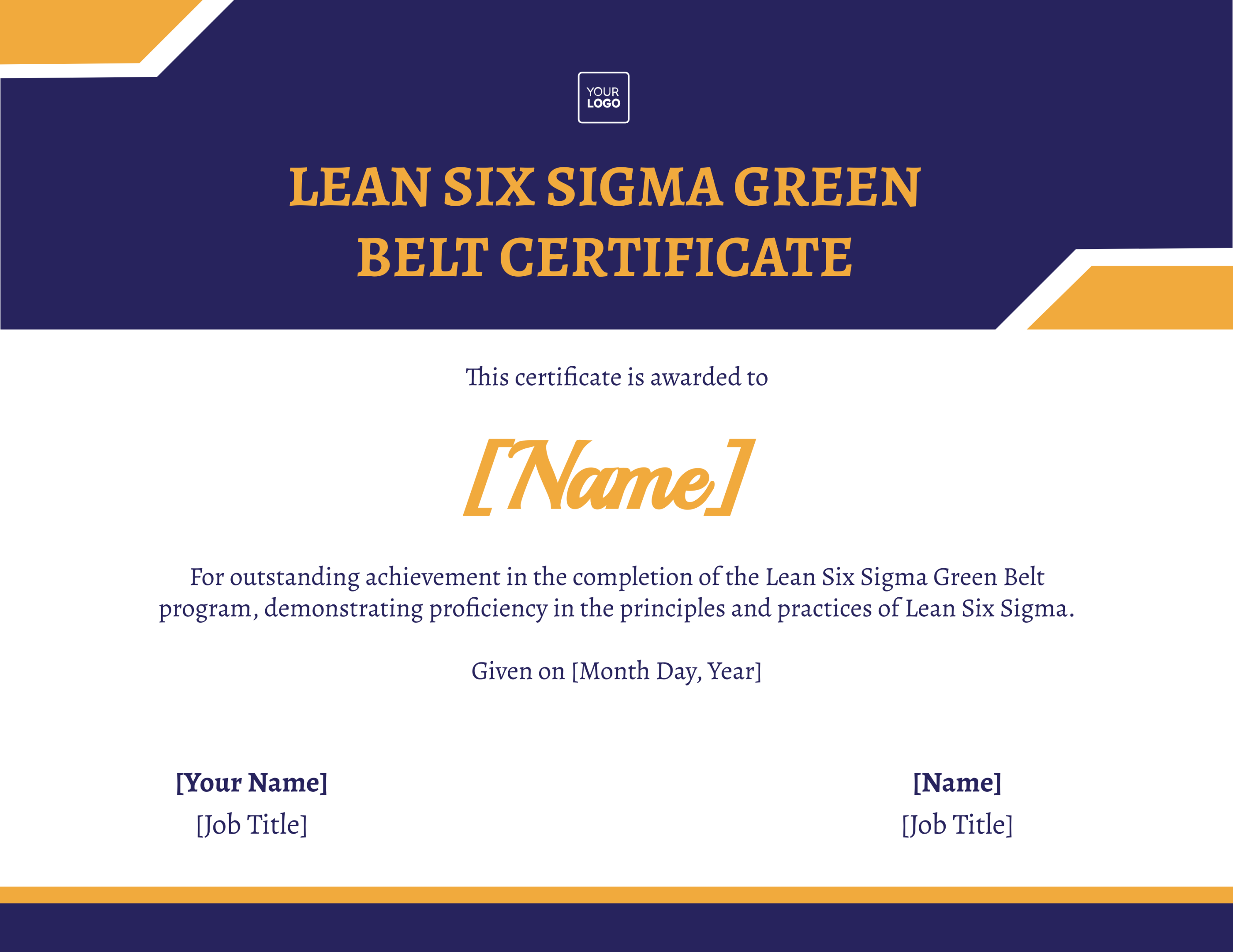 Lean Six Sigma Green Belt Certificate Template - Edit Online