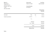 Template For Invoice Of Services Rendered